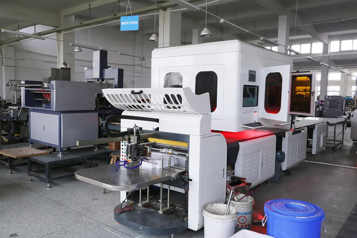 Automated board cutting machine on the factory floor