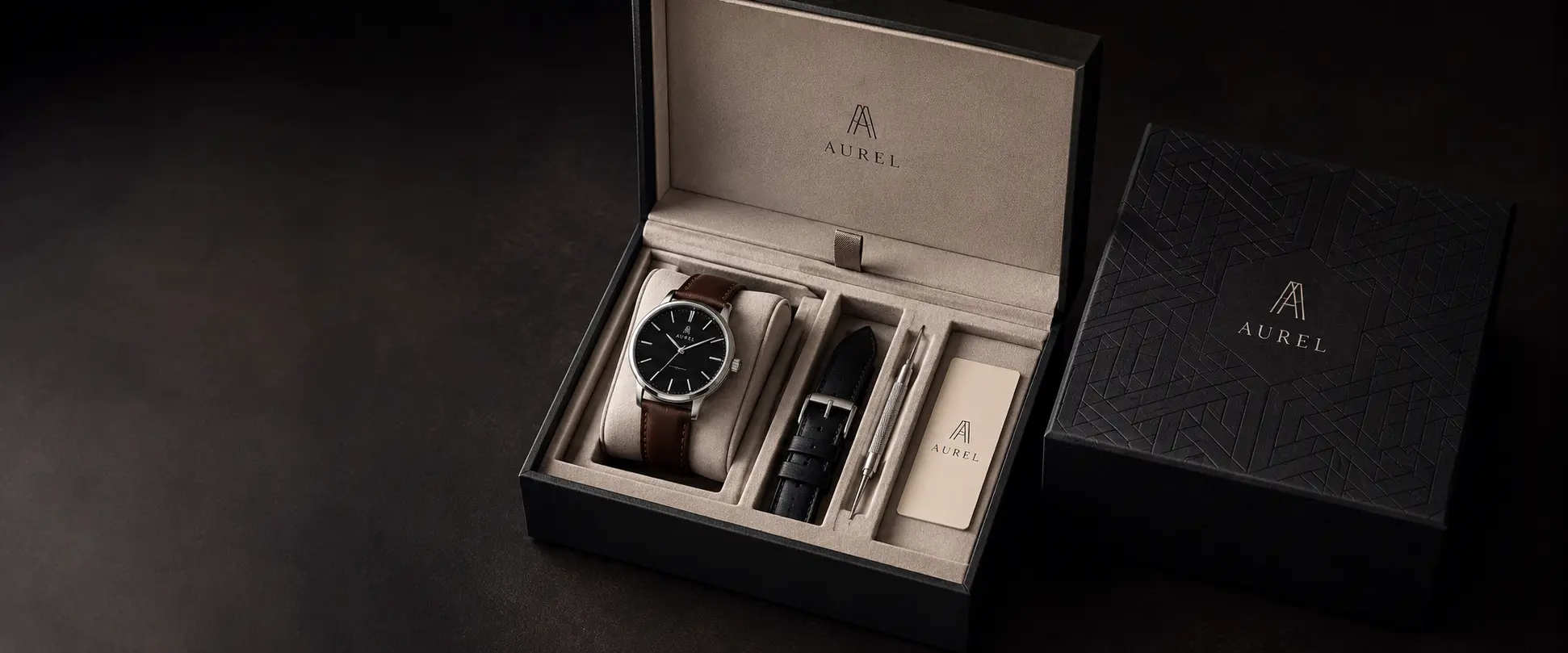 Watch packaging case study with cushion and accessory fit