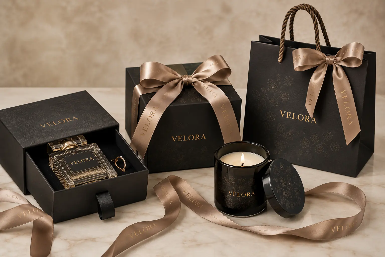 Custom packaging ribbons for gift boxes drawer boxes and paper bags