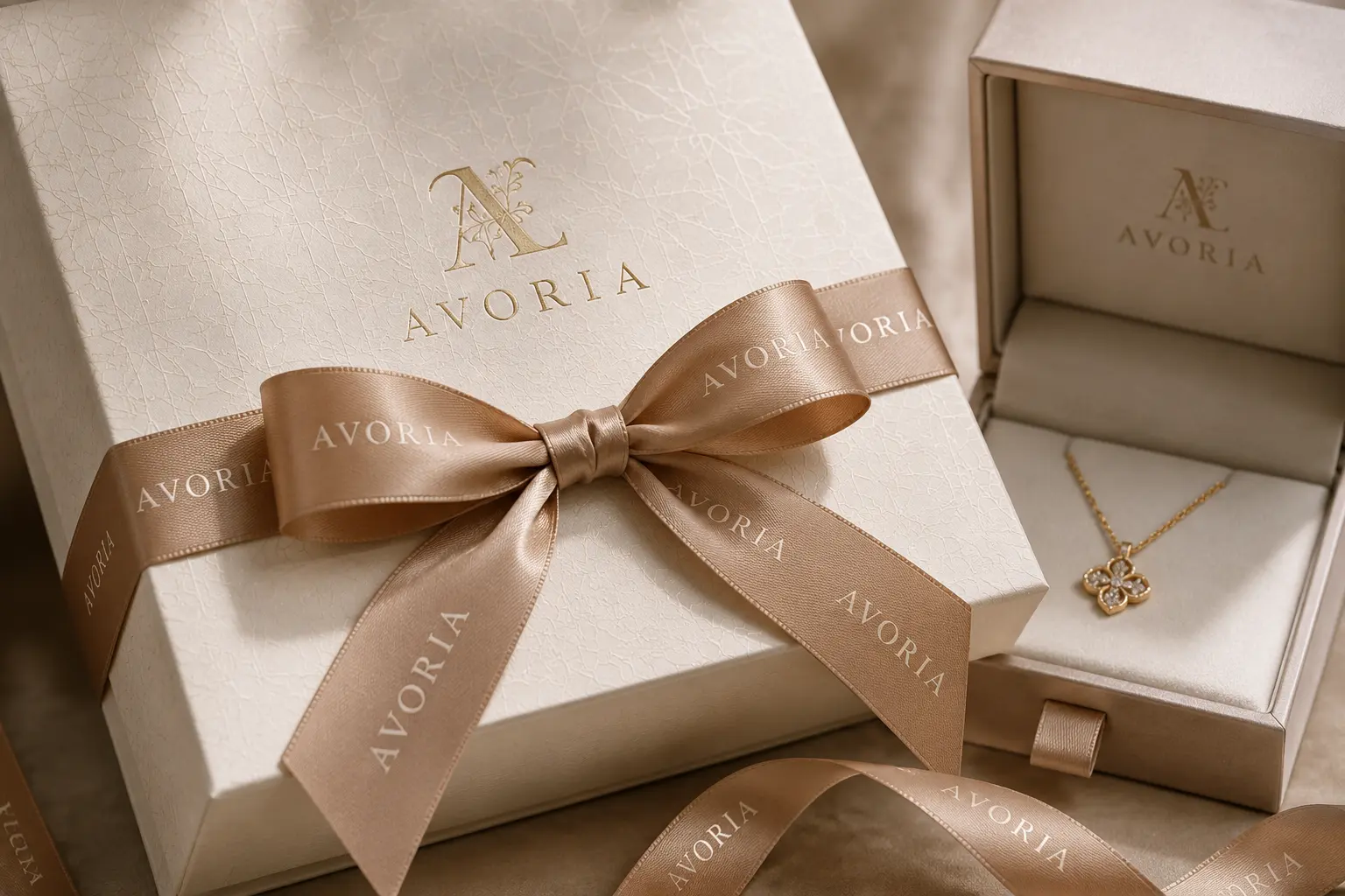 Printed logo ribbon for branded custom gift packaging