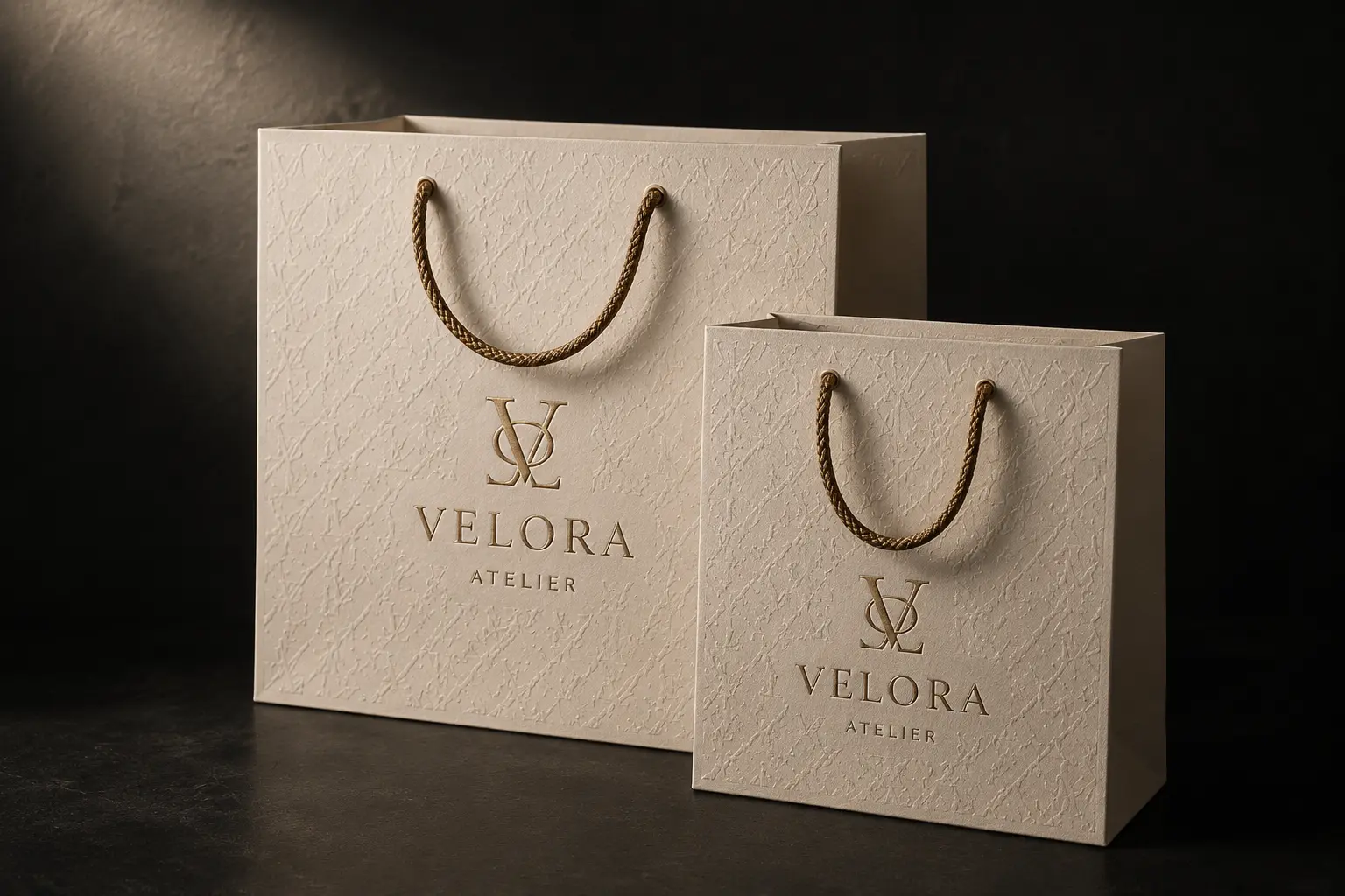 Embossing and debossing on custom paper bags