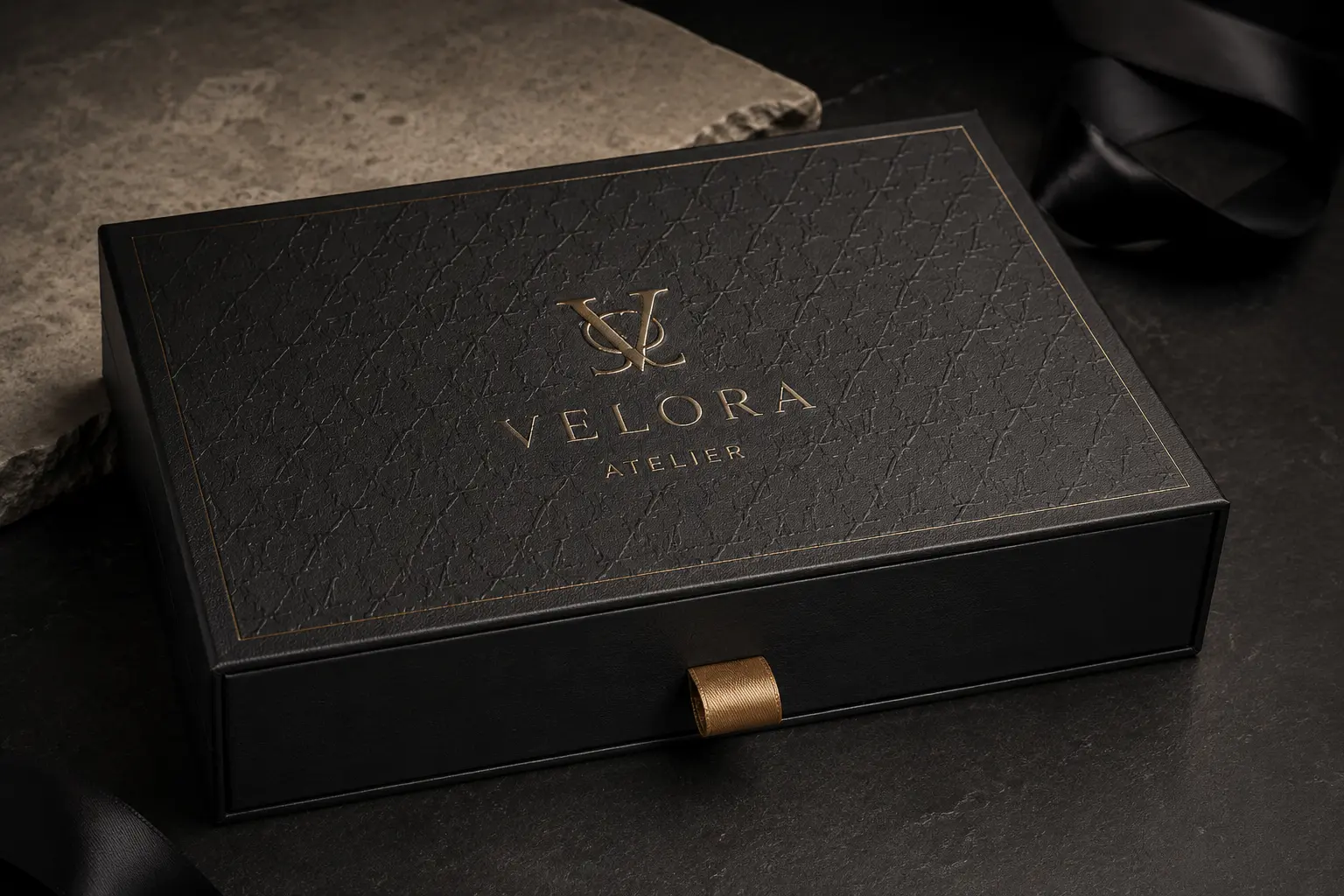 Embossing on custom rigid box lid