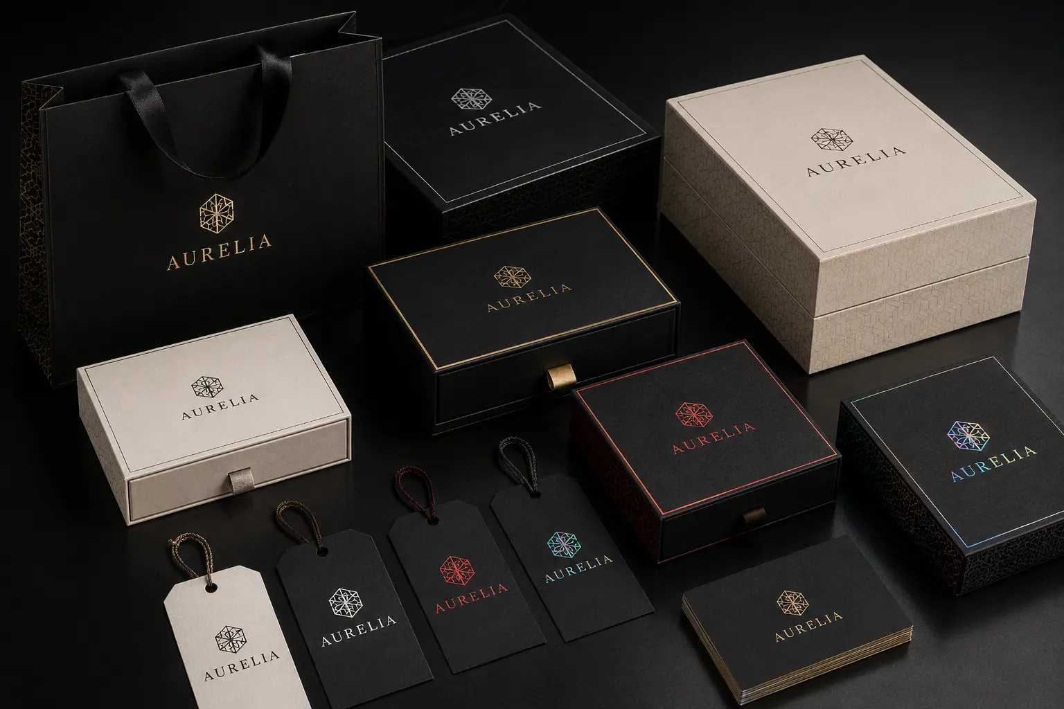 Colored and holographic foil stamping options for packaging