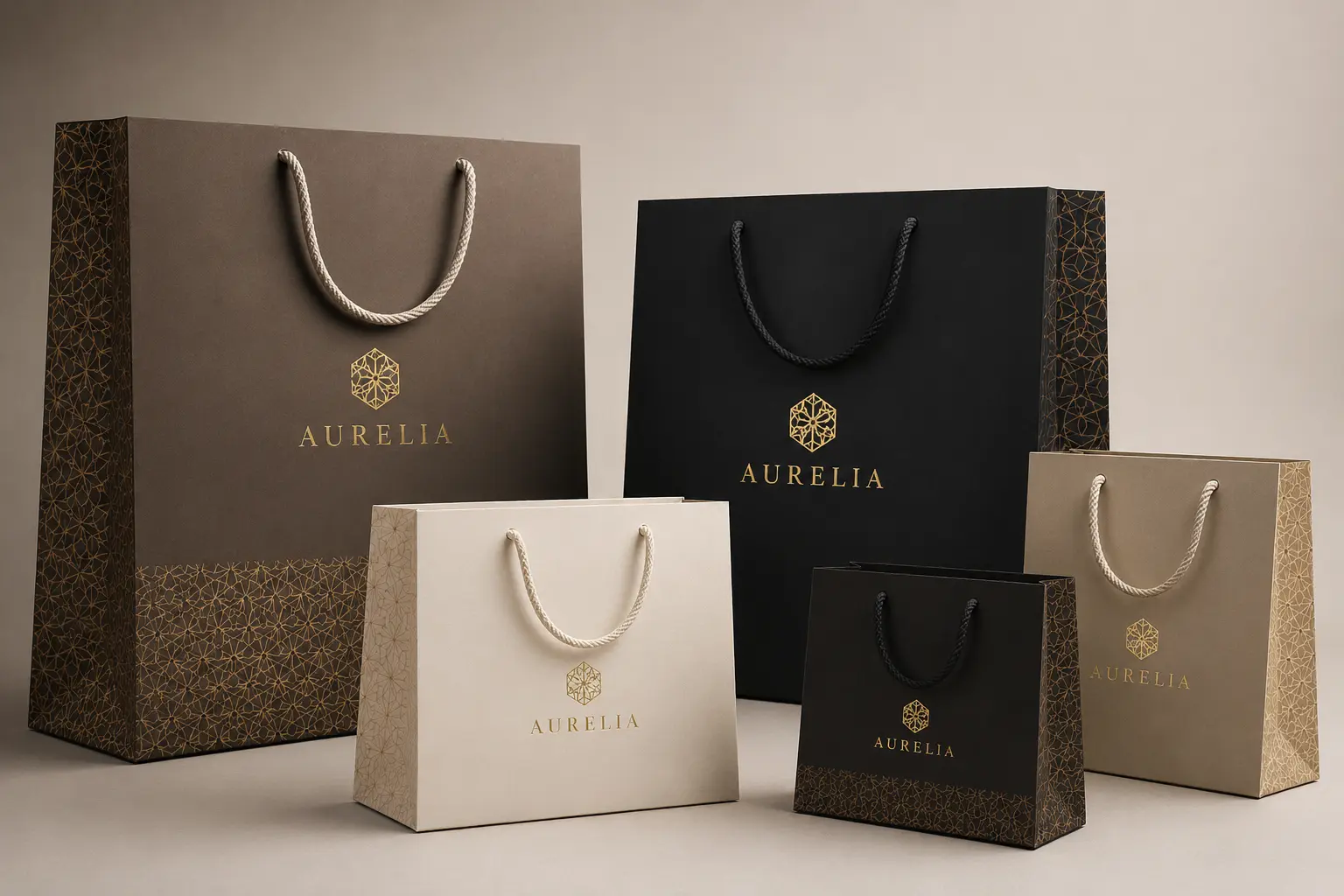 Foil stamping logo position on custom paper bags