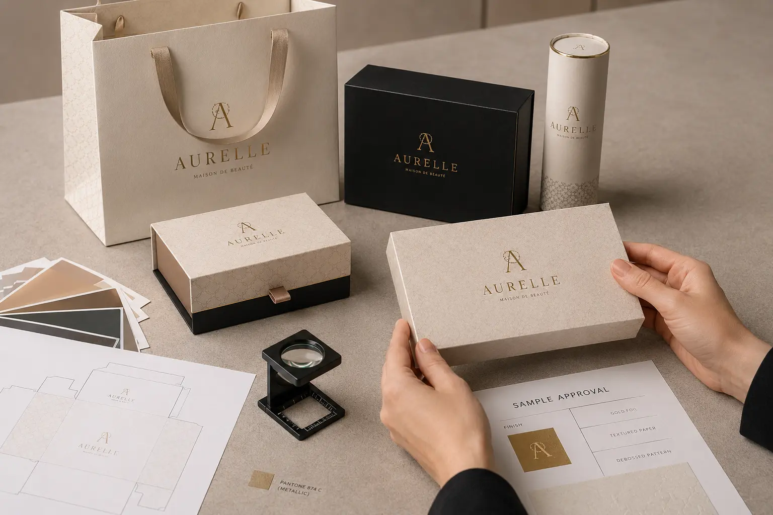 Logo printing sample approval for custom packaging before bulk production