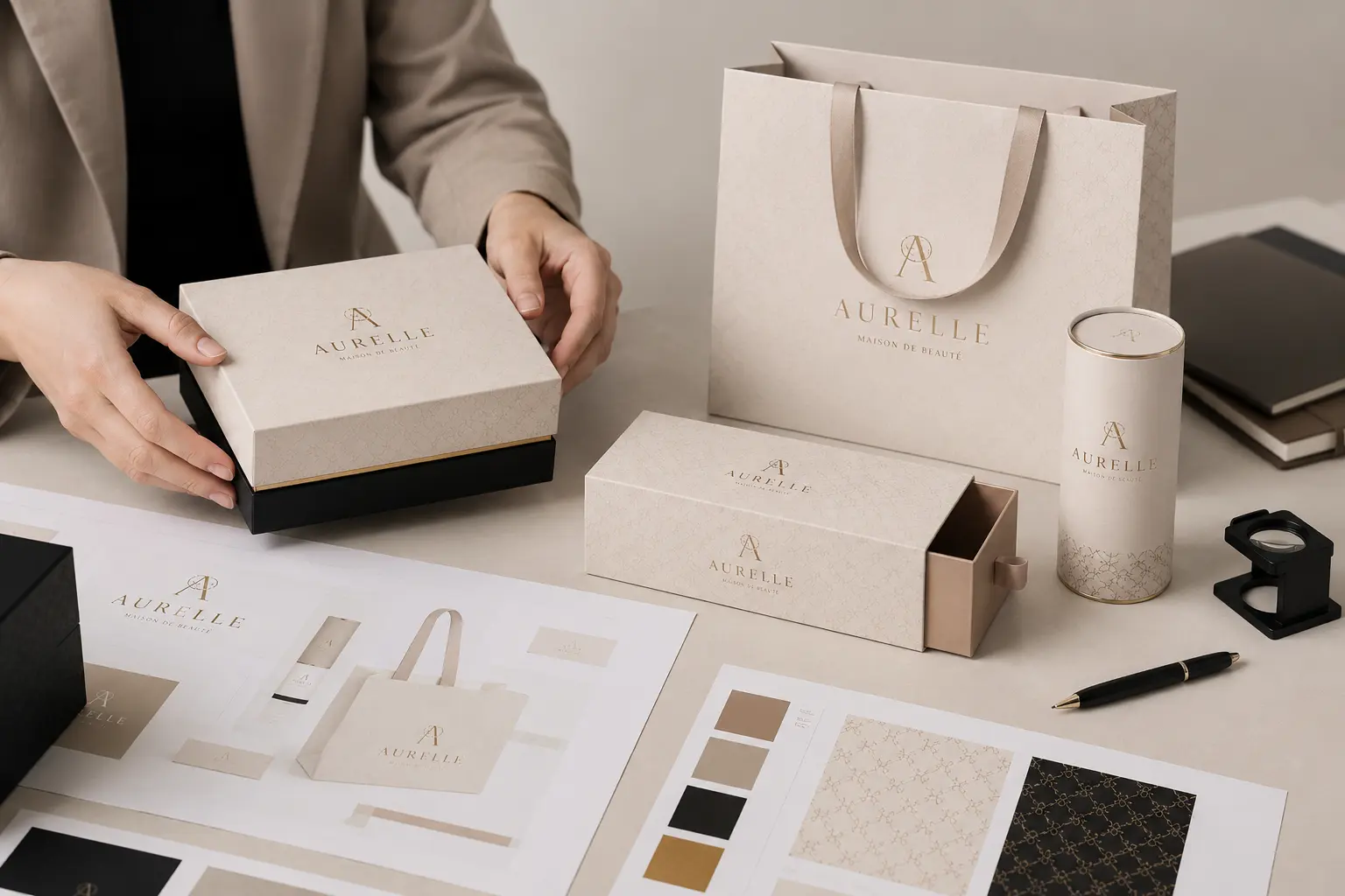 Custom packaging logo printing sample check before production