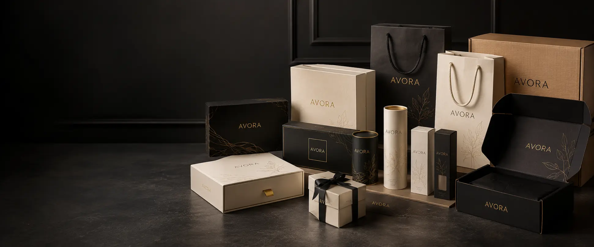 All custom packaging products including boxes bags and tubes