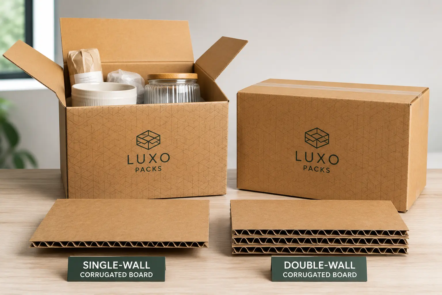 Single wall and double wall corrugated board strength comparison