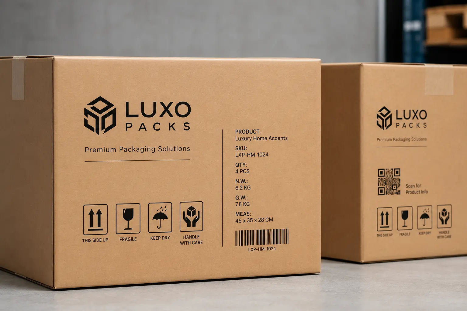 Carton marking and barcode print on corrugated shipping box