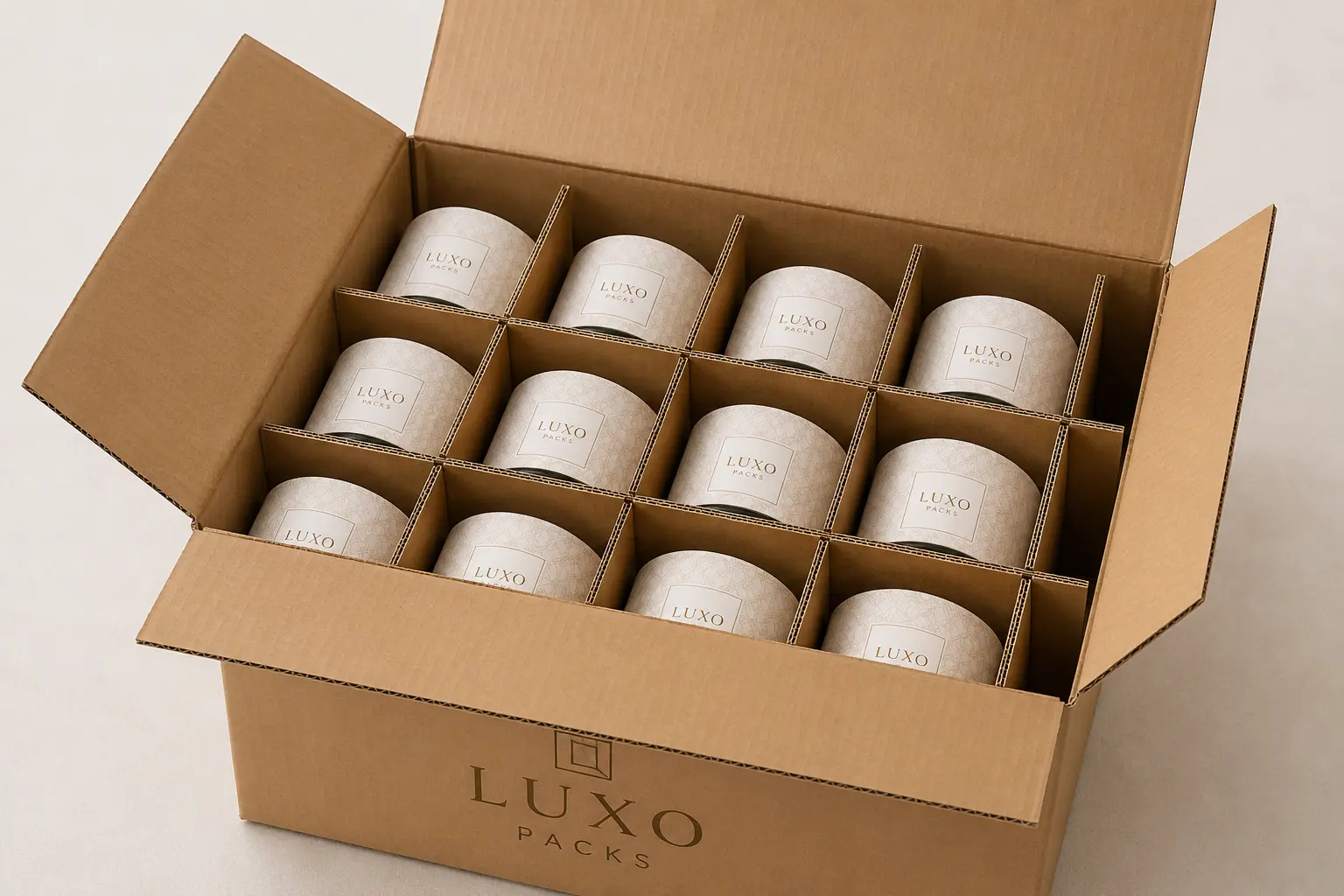 Custom corrugated box with dividers for fragile products