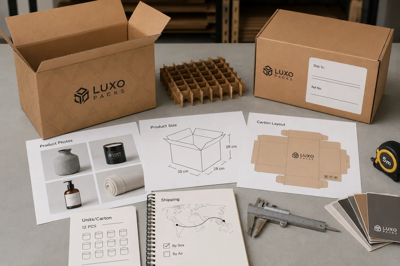 Custom corrugated box quote details for product size units per carton and shipping route