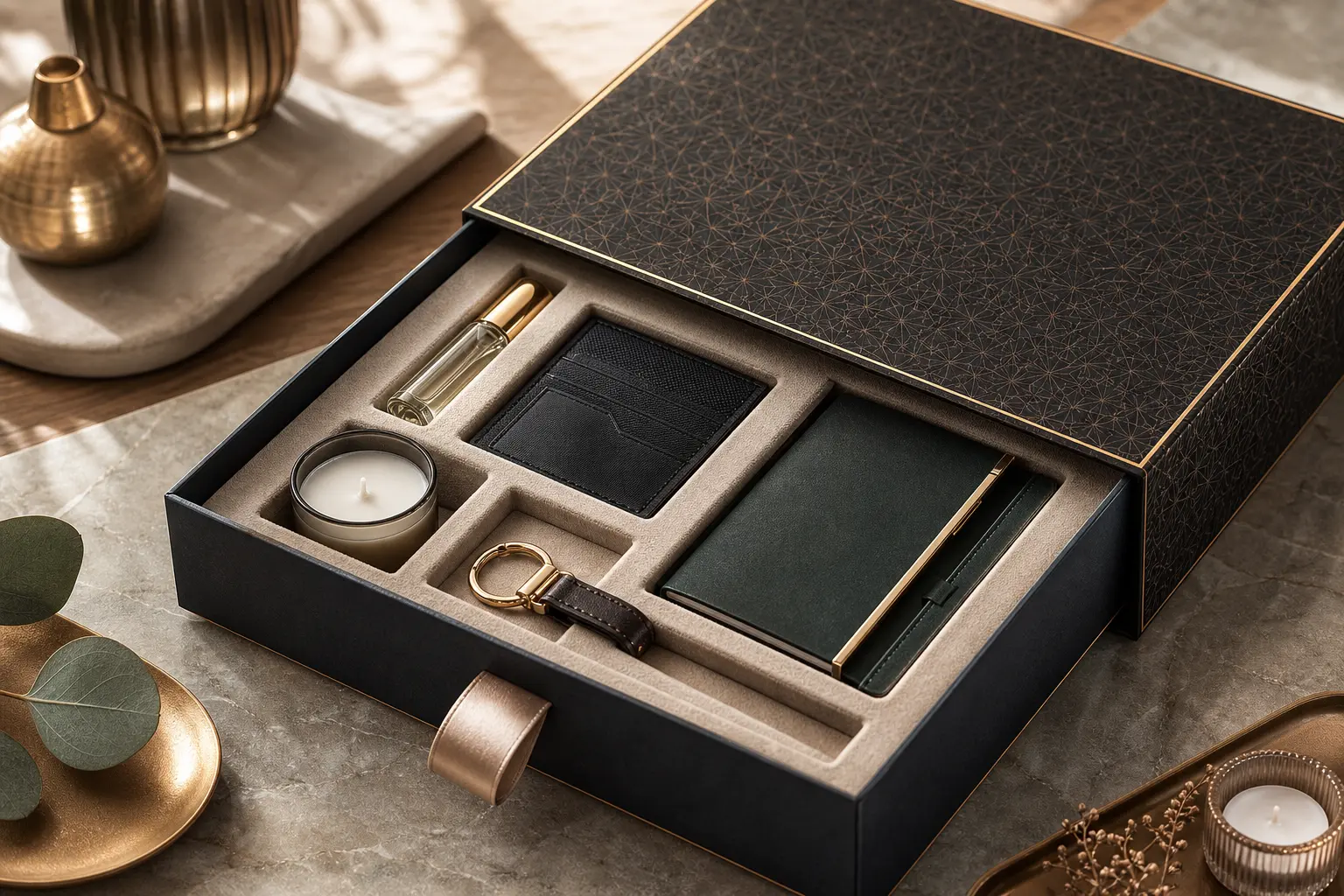 Custom drawer box for small gift sets and retail bundles