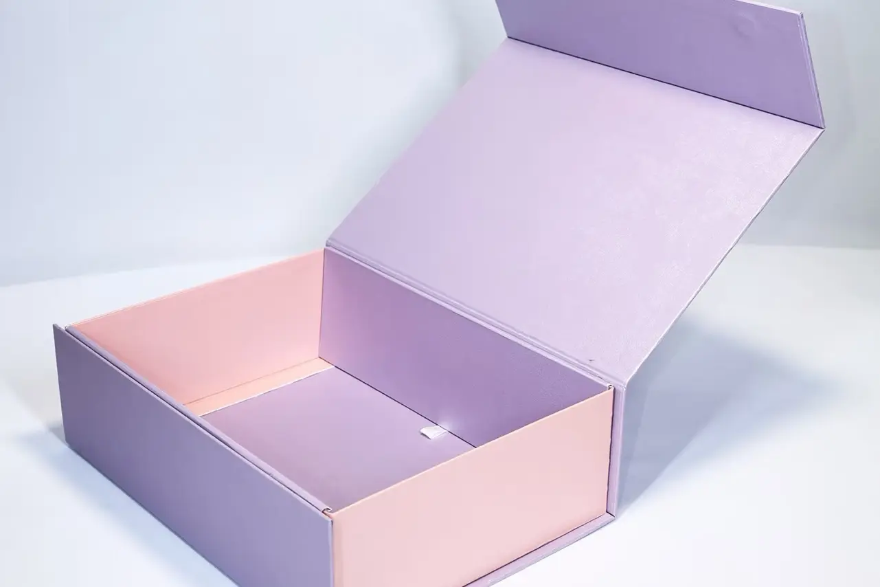 Assembled foldable magnetic box interior ready for a custom product insert