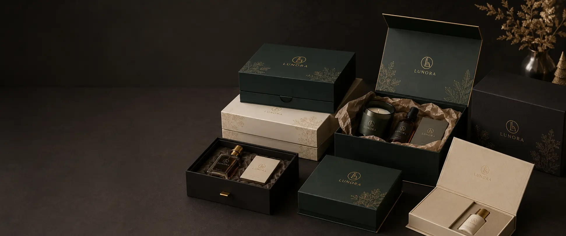 Custom gift boxes for retail and seasonal product sets