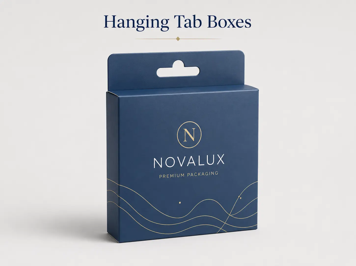 Retail folding carton boxes with hanging tab cutouts