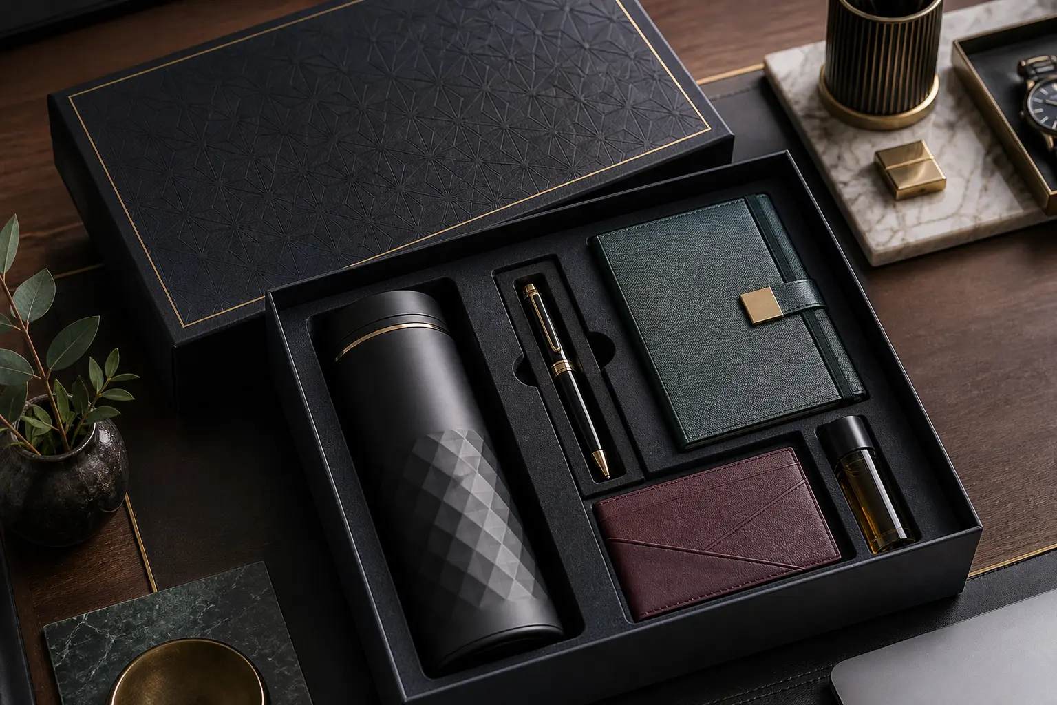 Lid and base box for corporate gift packaging