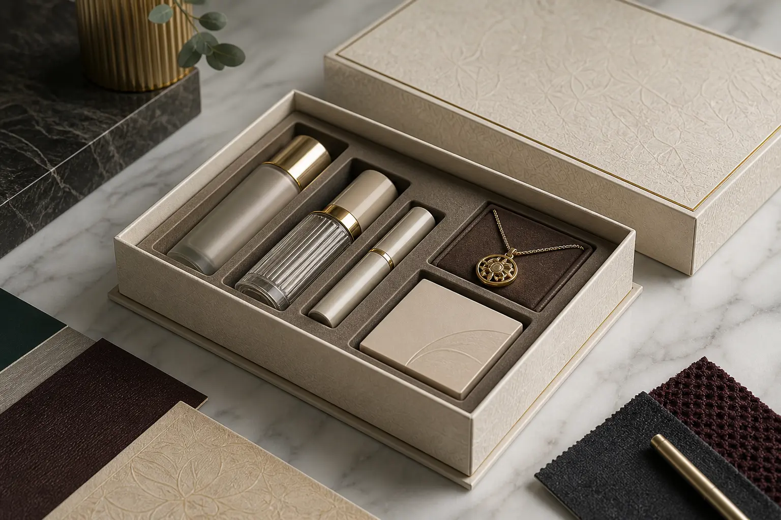 Custom lid and base box with fitted insert