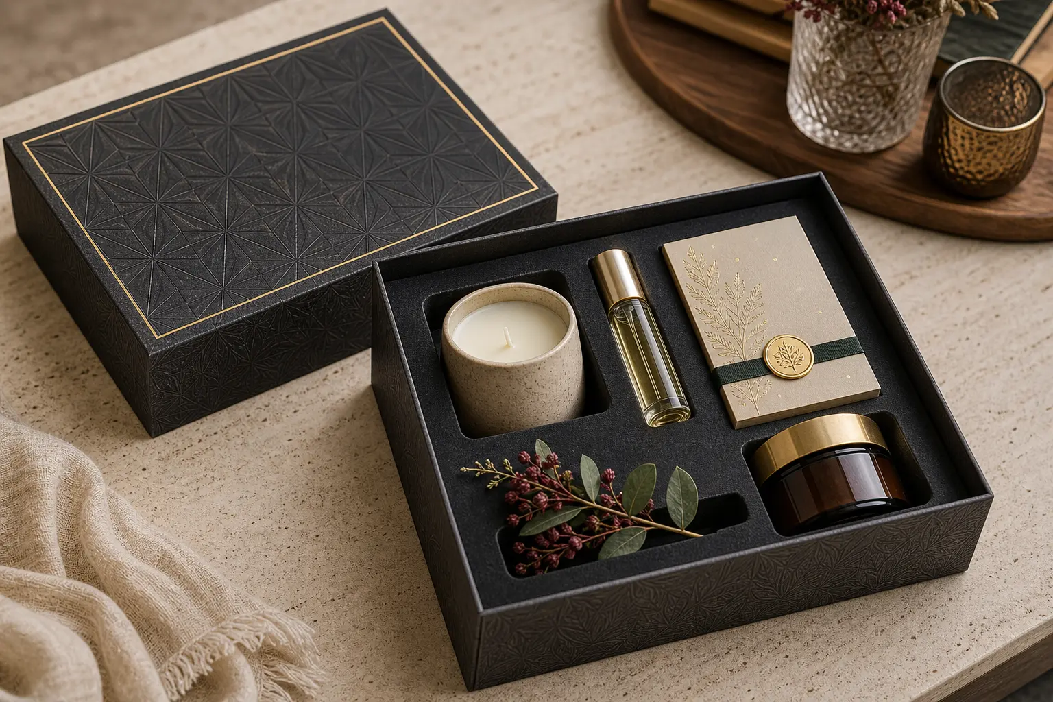 Lid and base gift box for retail product sets
