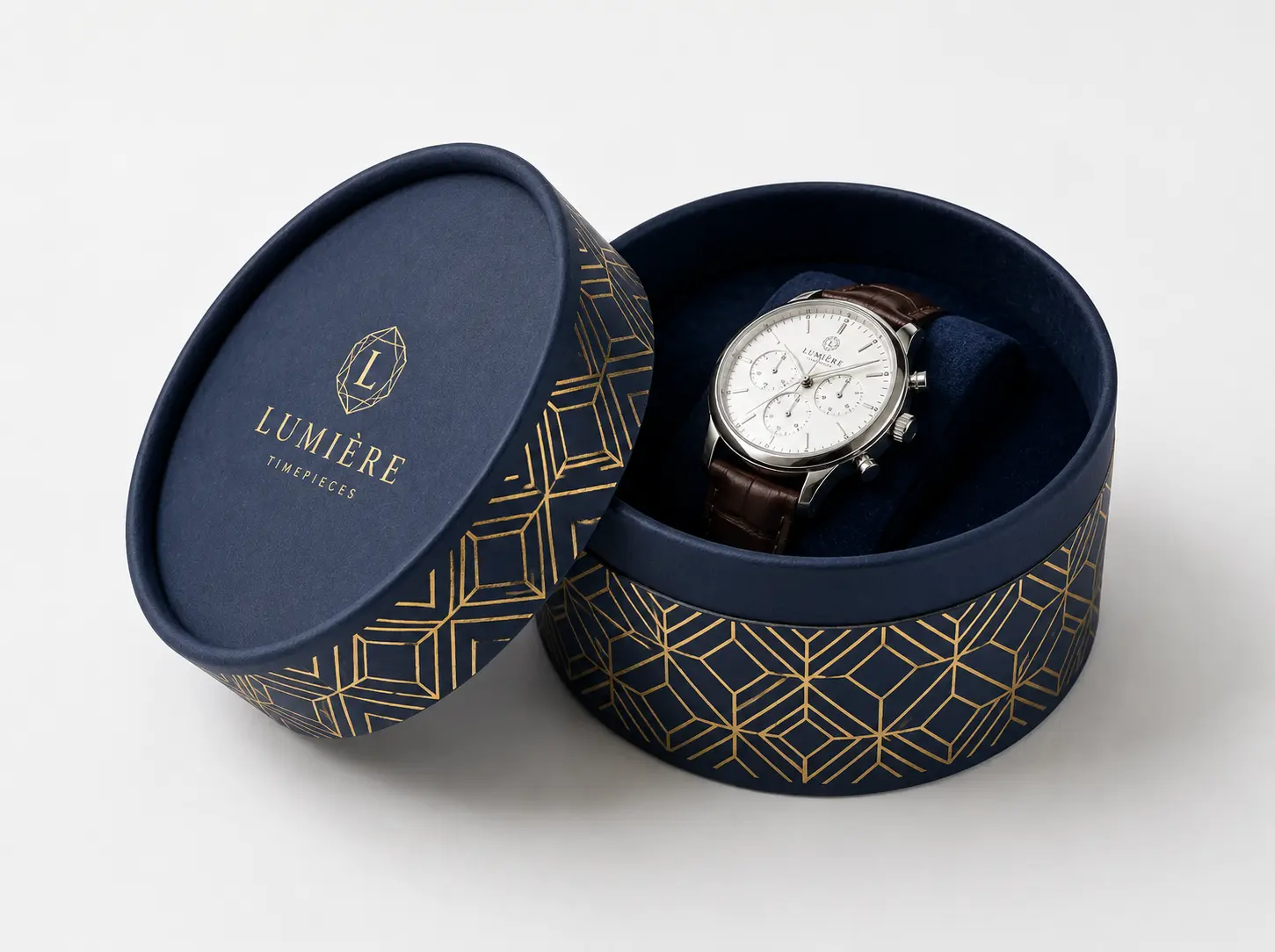 Custom luxury cylinder paper tube box with fitted lid