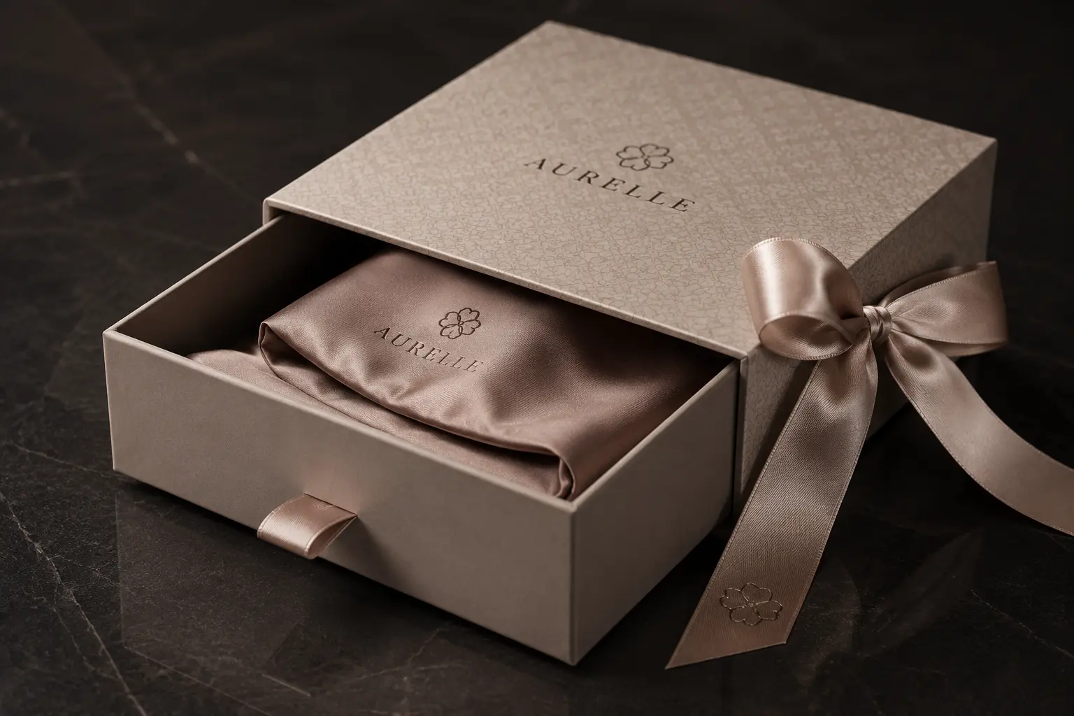 Custom luxury gift box with ribbon detail
