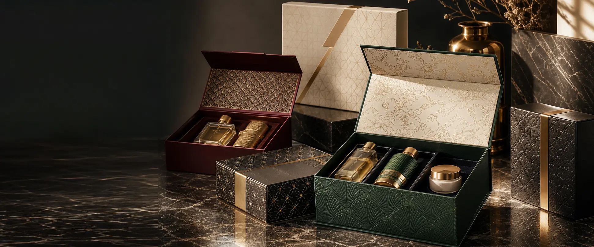 Custom magnetic closure boxes with hidden magnets and inserts