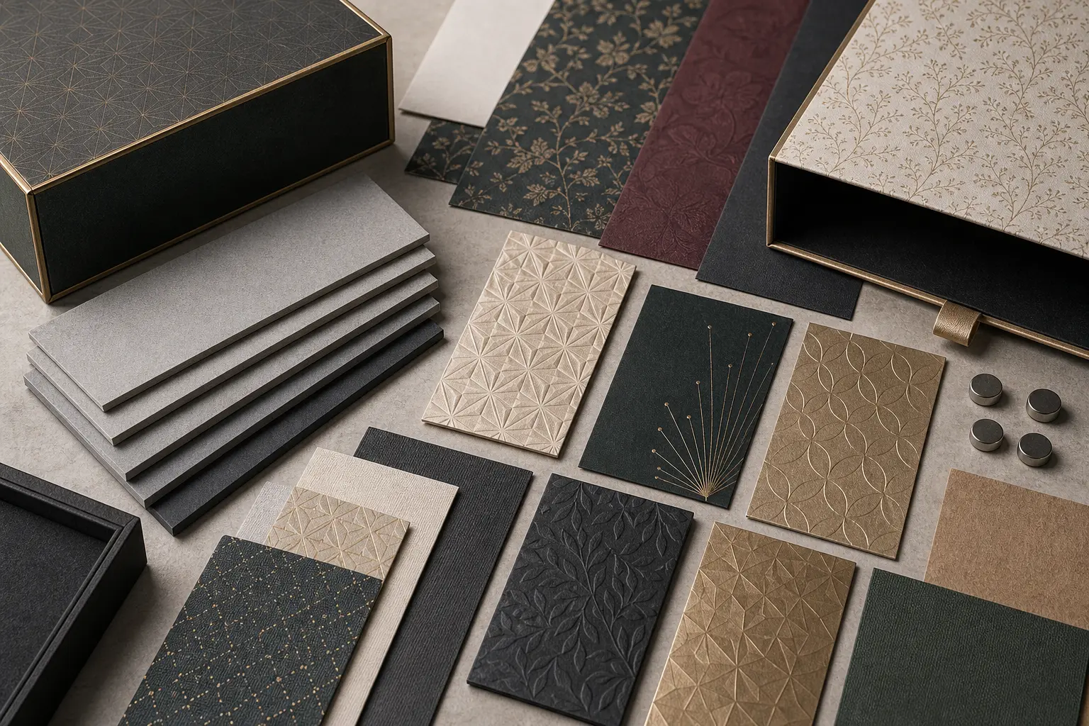 Materials and surface paper for custom magnetic closure boxes