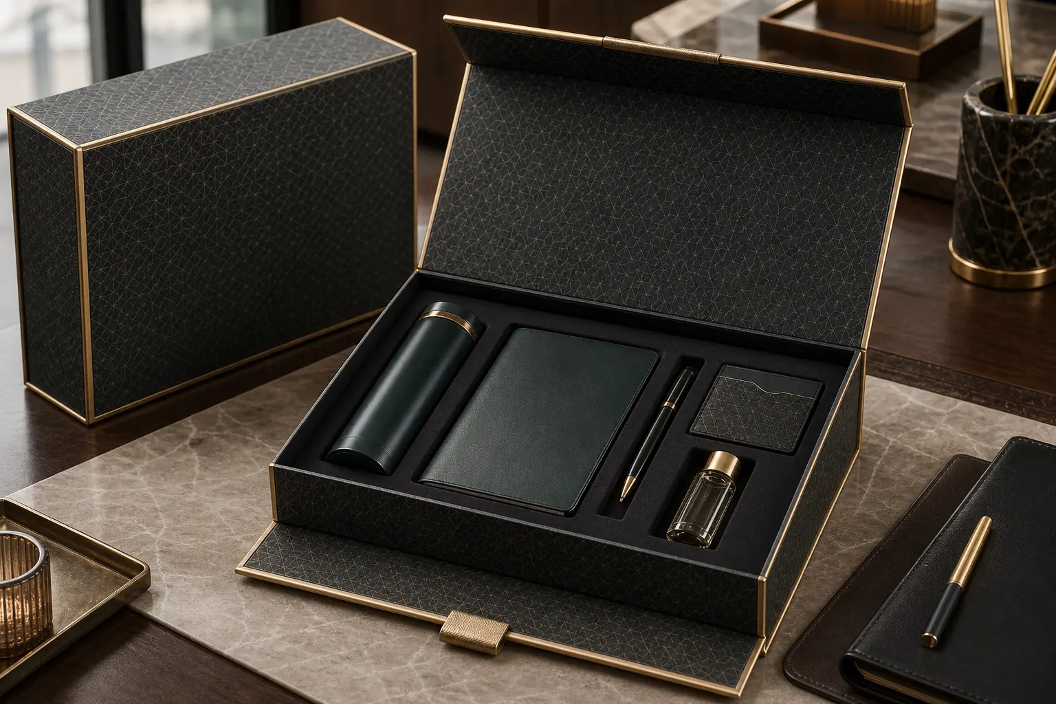 Magnetic closure box for corporate gift sets