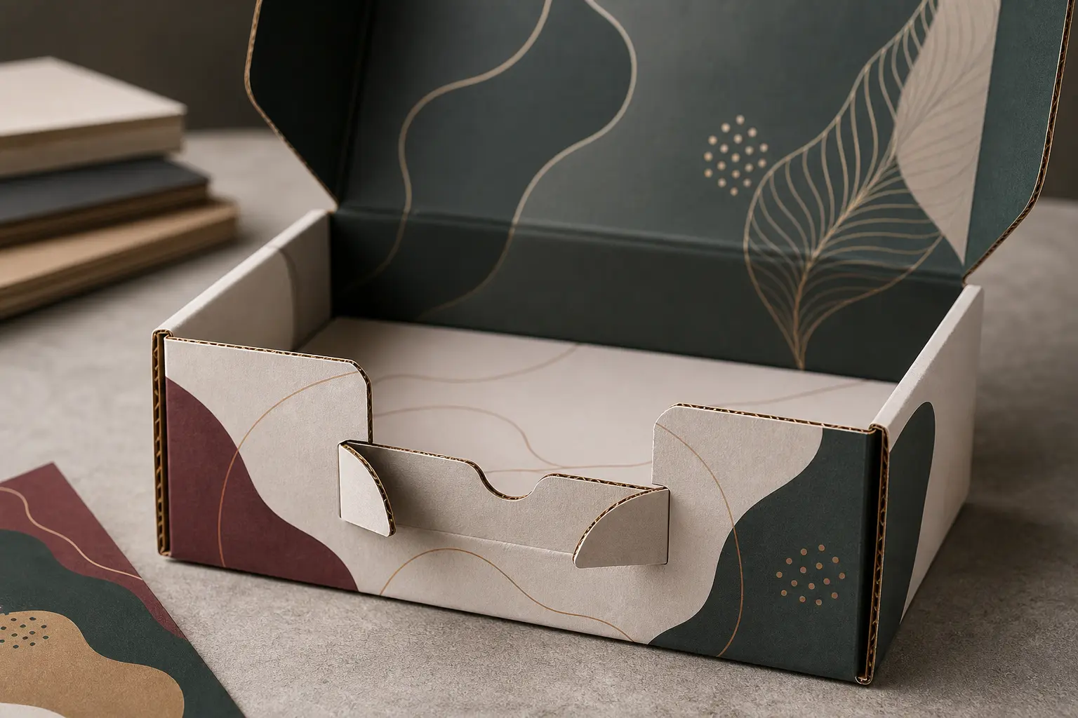 Tuck tab detail on ecommerce mailer packaging