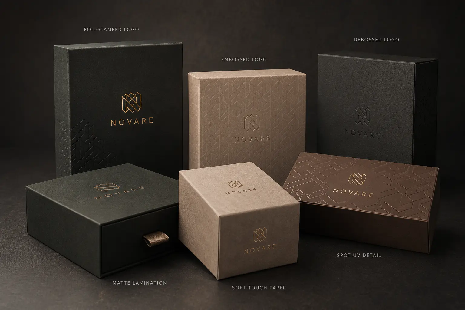 Custom printed packaging boxes with logo finishing