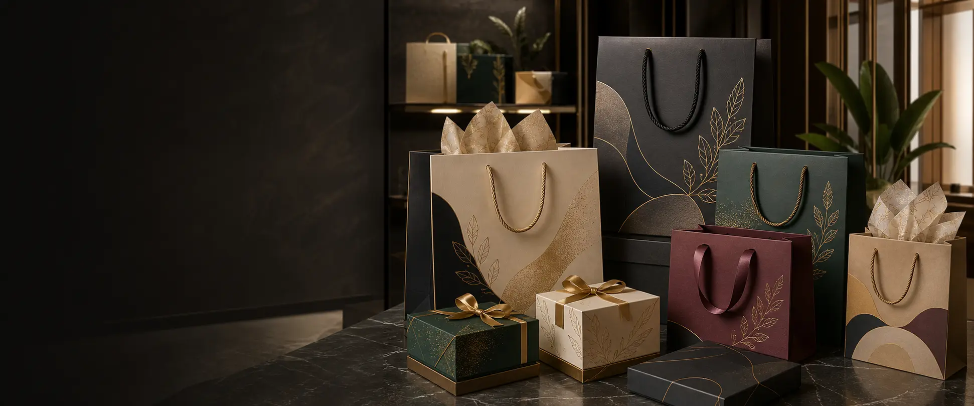 Custom paper bags with logo printing and rope handles