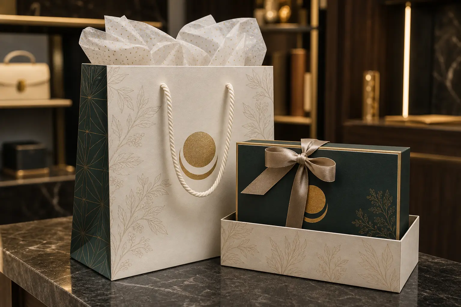 Paper bags sized for luxury gift boxes