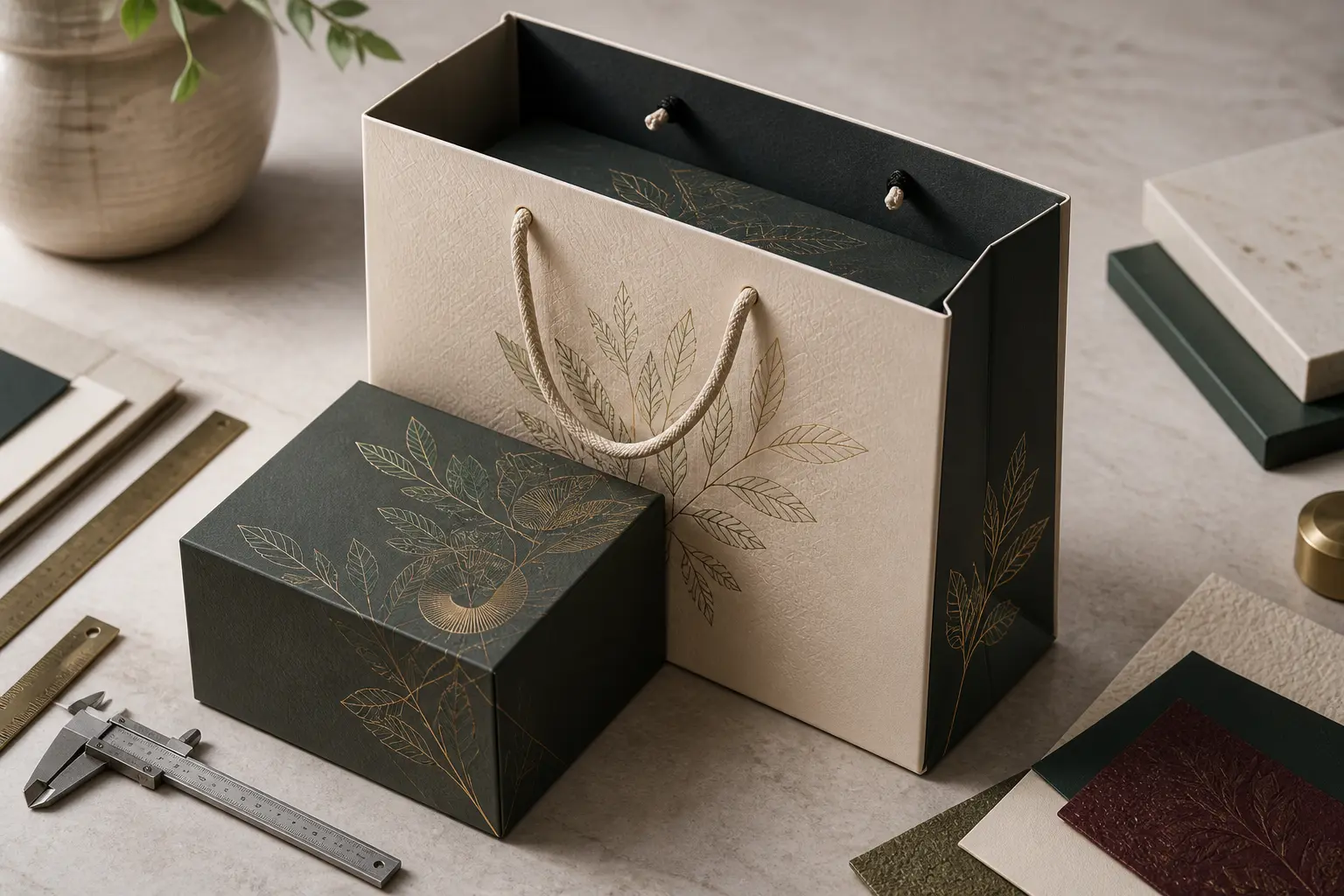 Paper bag size matching with finished rigid gift box