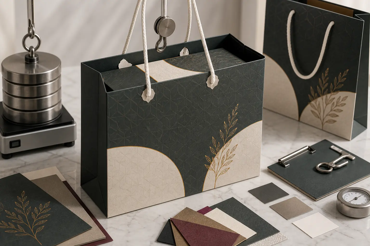 Custom paper bag load test with gift box inside