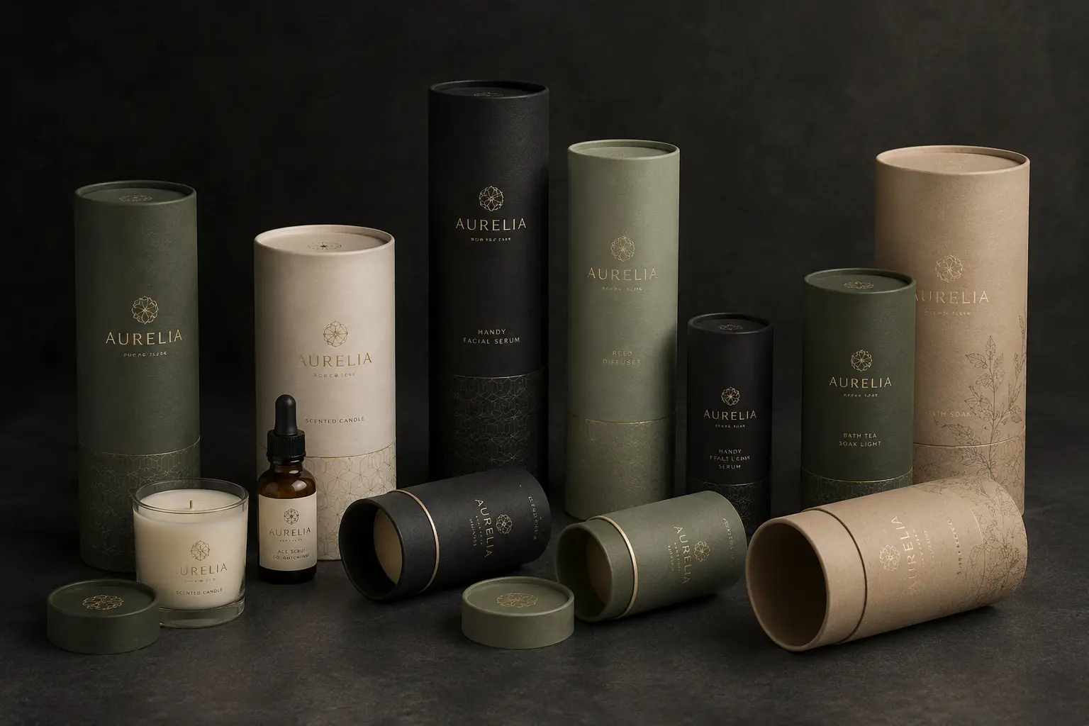 Different diameter custom paper tube samples