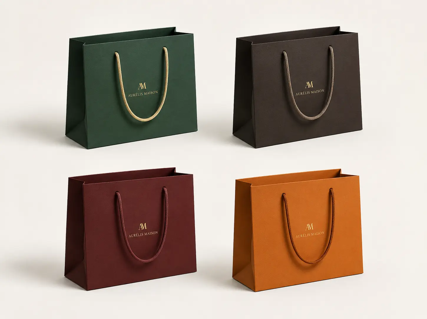 Custom paper bags with ribbon handles