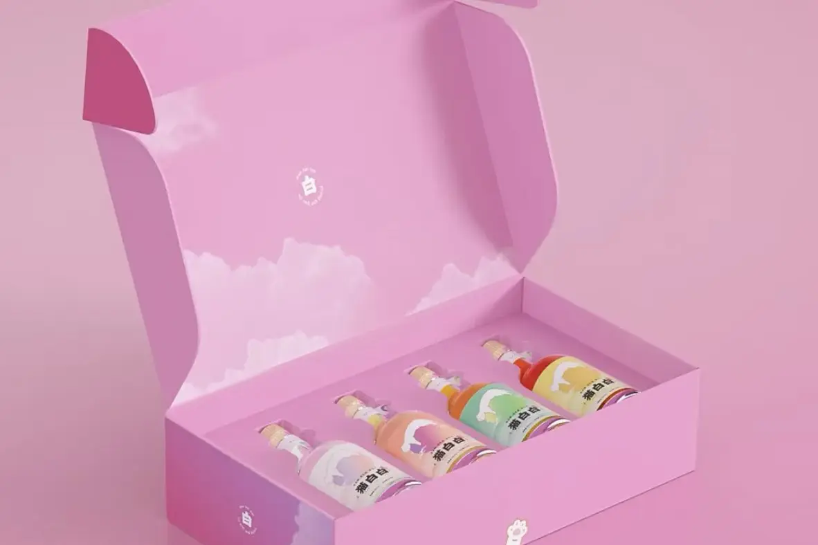 Pink PR gift box with small product insert compartments