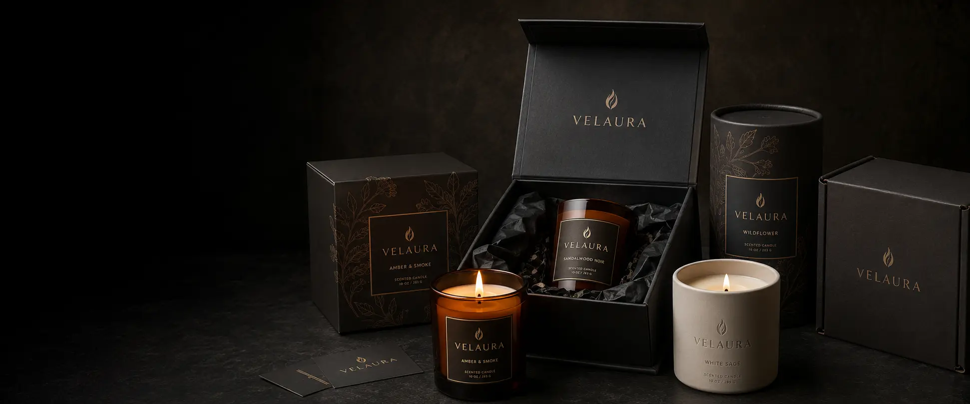 Custom candle packaging for glass jars and gift sets
