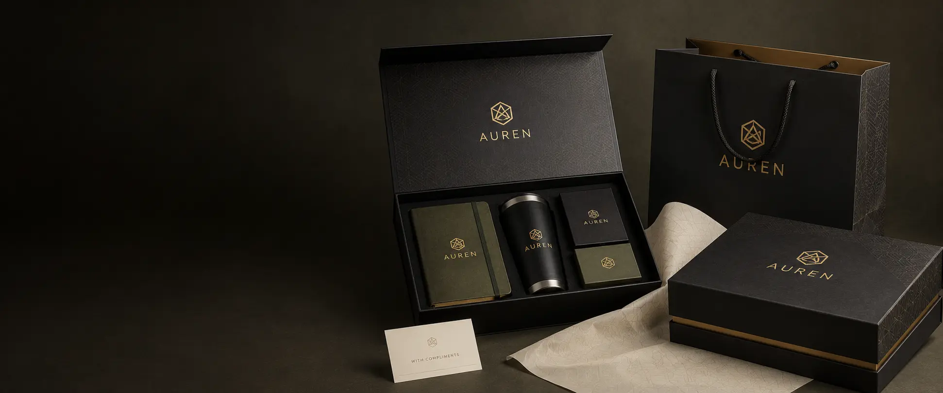 Corporate gift packaging for branded gift sets