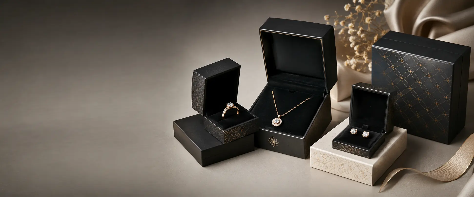 Custom jewelry packaging for rings necklaces and earrings