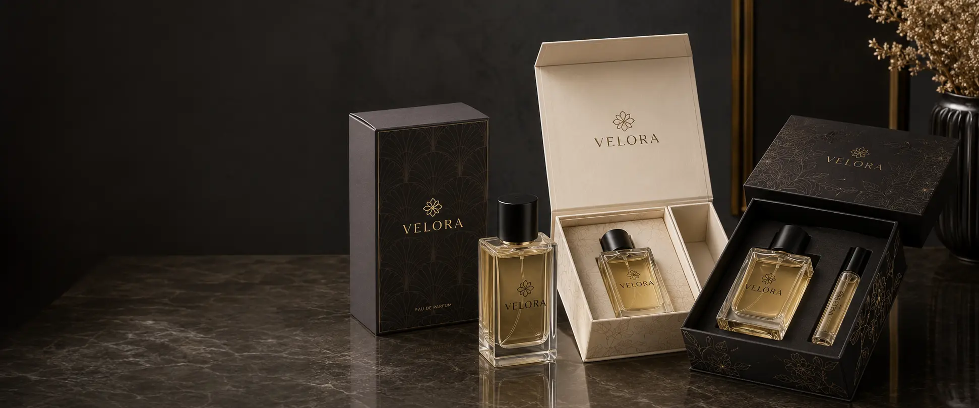 Custom perfume packaging for glass bottles and fragrance sets