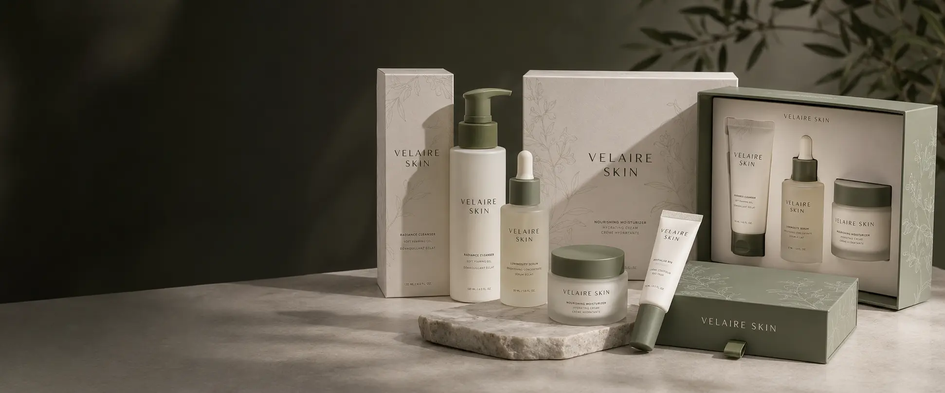Custom skincare packaging for bottles jars and sets